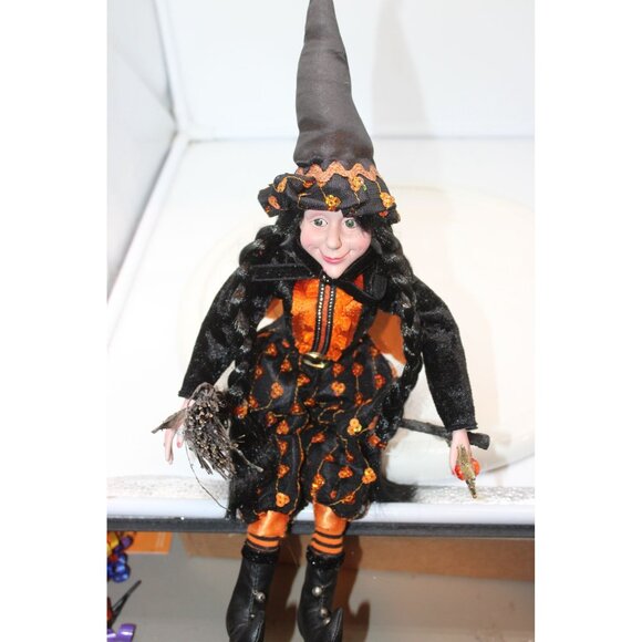 Shelf Sitter Witch w/ Wand and Broom - 14" no brand